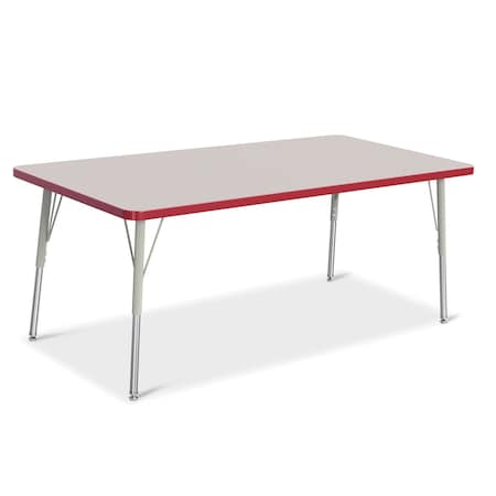 Jonti-Craft Berries Rectangle Activity Table, 30 in. x 60 in., A-height, Freckled Gray/Red/Gray 6408JCA008